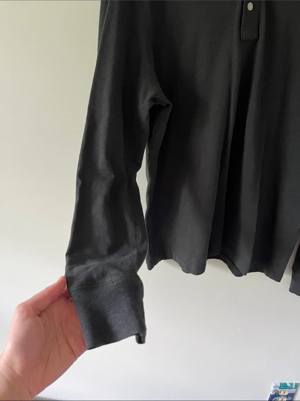 J. Crew Dark Grey Long-Sleeve Henley Shirt 100% Cotton